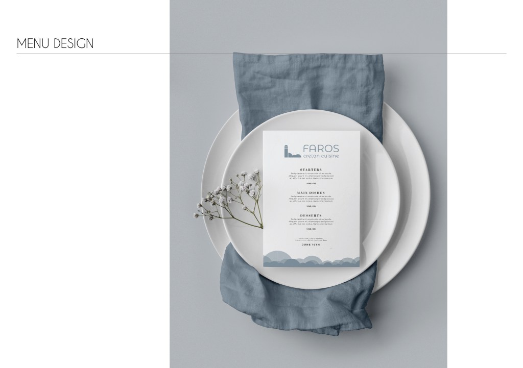 faros restaurant branding design - menu