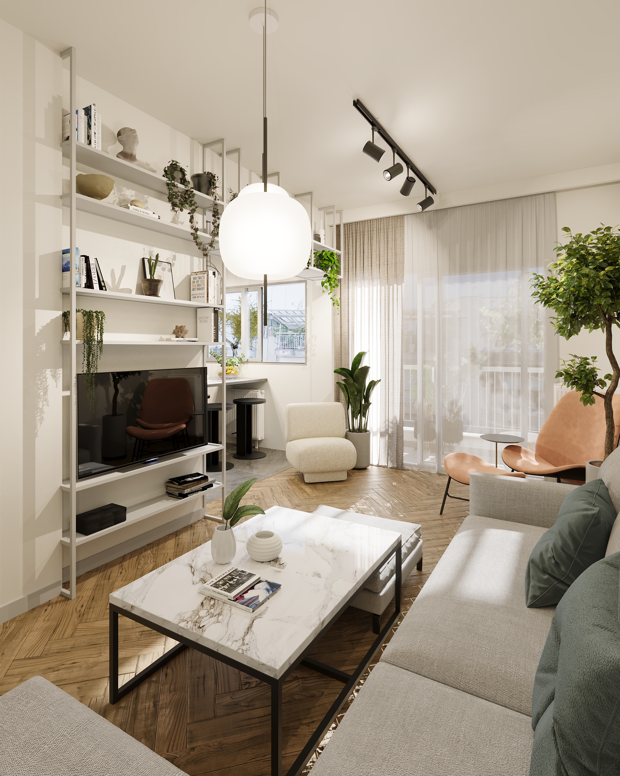 Apartment renovation in Thessaloniki – living room and kitchen