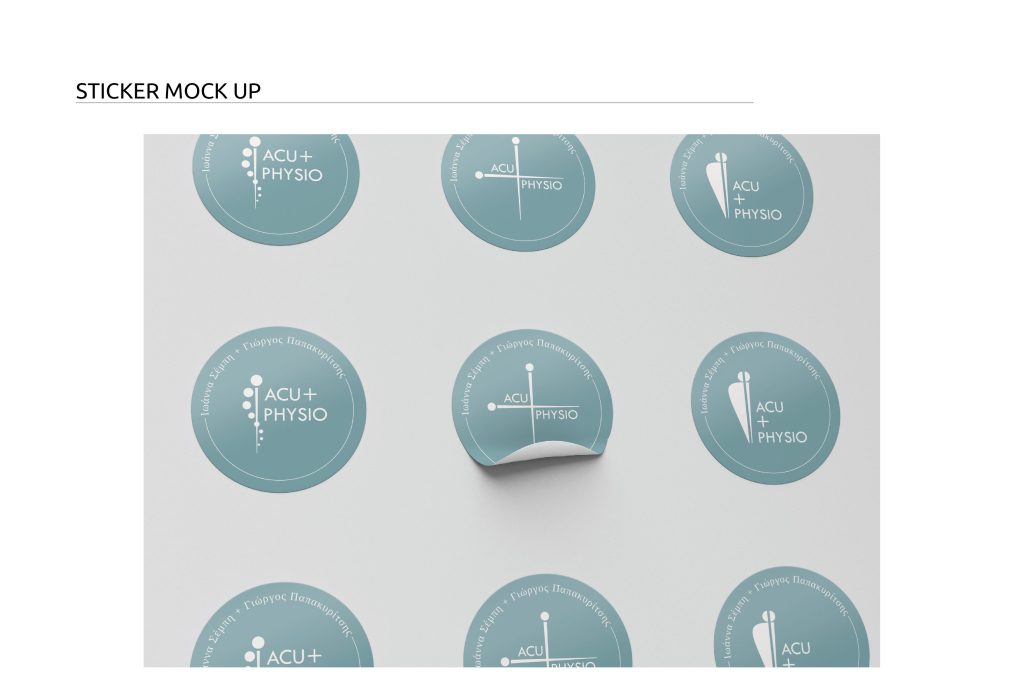 acu physio - physioptherapy clinic branding design - sticker mock up