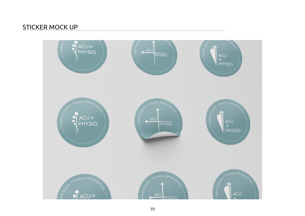 acu physio - physioptherapy clinic branding design - sticker mock up
