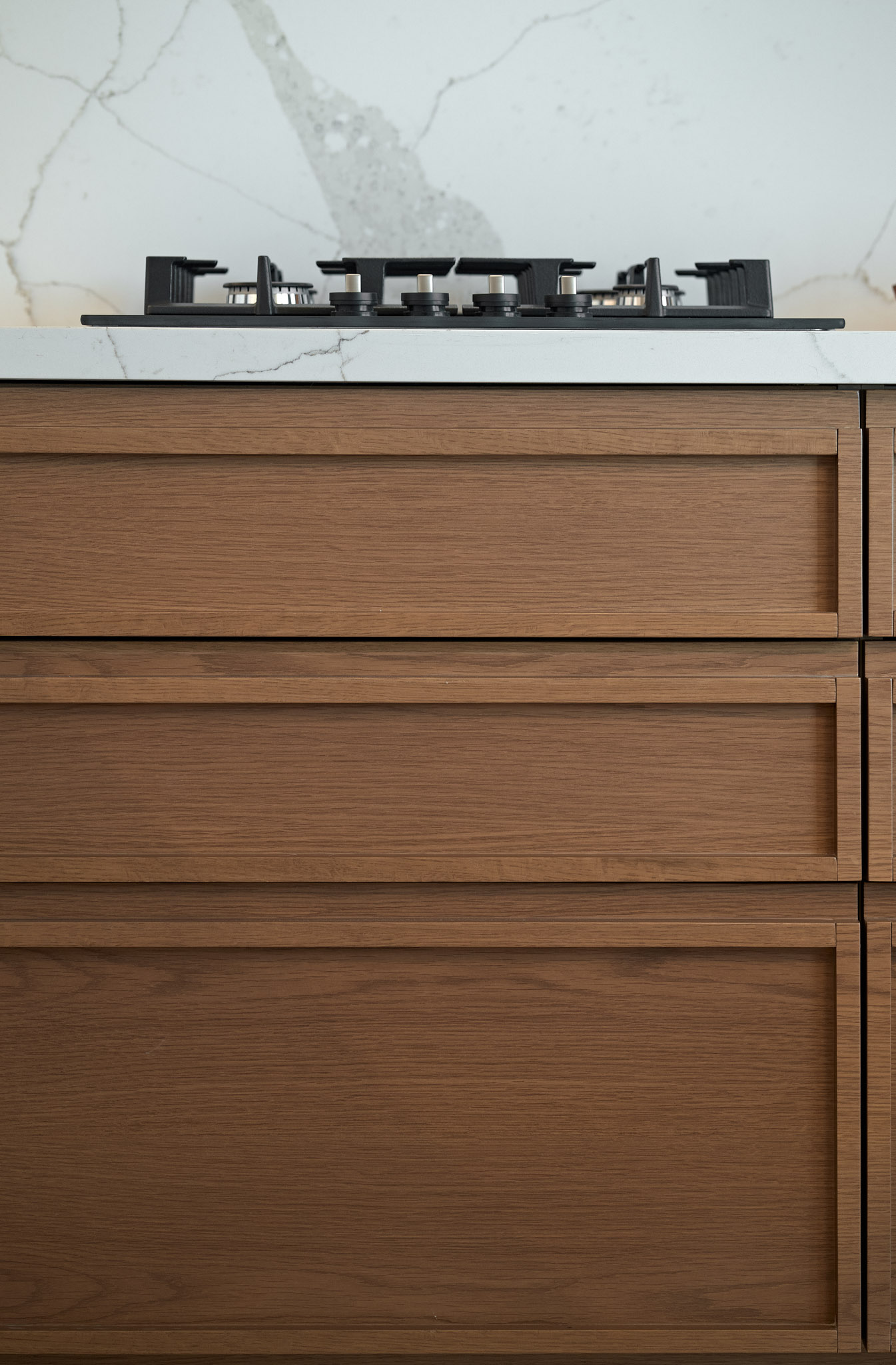 Kitchen of a renovated apartment in Thessaloniki - cooktop cabinet detail