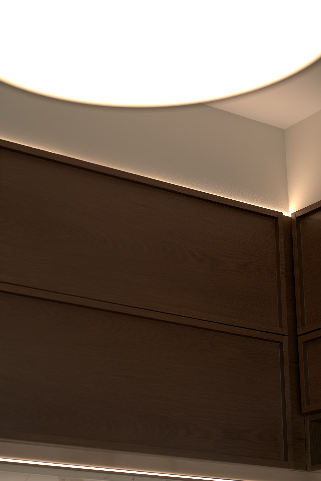 Kitchen of a renovated apartment in Thessaloniki - cabinet and light detail