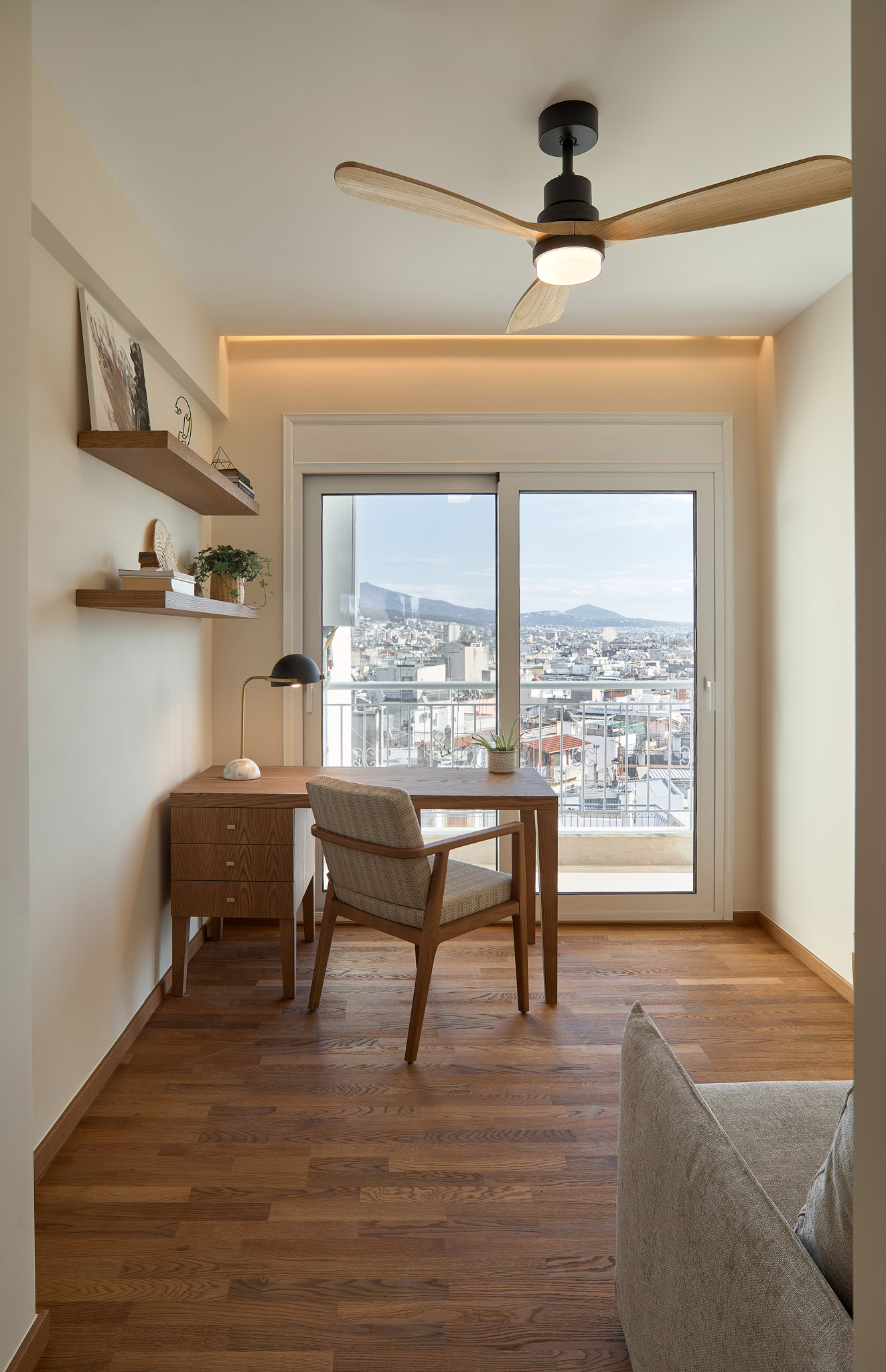 Office of a renovated apartment in Thessaloniki - city view